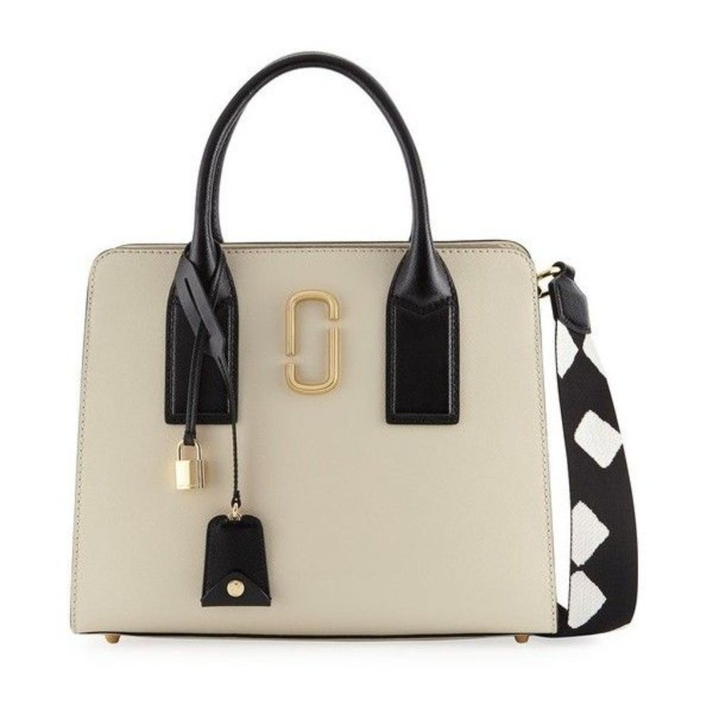 Marc Jacobs Big Shot Saffiano Leather Tote - CLOUD WHITE MULTI - NEW W/OUT TAGS